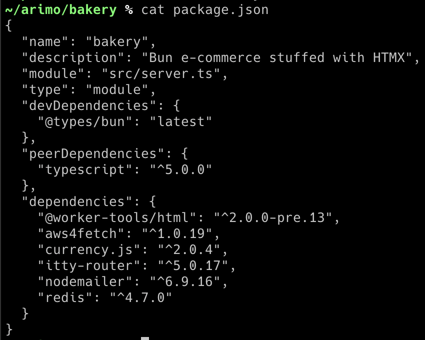 package.json print with minimal dependencies.